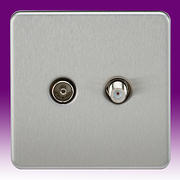 Screwless Flatplate - Brushed Chrome TV & Satellite Sockets product image