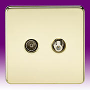 Screwless Flatplate - Polished Brass TV & Satellite Sockets product image