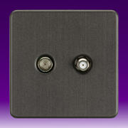 Knightsbridge - Screwless Flatplate - TV & Satellite Outlets - Smoked Bronze product image 2