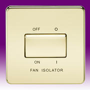 Screwless Flatplate - Polished Brass Fan Switch product image