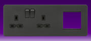 Knightsbridge - 13 Amp 2 Gang DP Switched Socket + Modular Combination Plate - Anthracite product image
