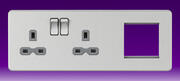Knightsbridge - 13 Amp 2 Gang DP Switched Socket + Modular Combination Plate - Brushed Chrome - Grey product image