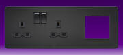 Knightsbridge - 13 Amp 2 Gang DP Switched Socket + Modular Combination Plate - Matt Black product image