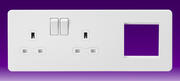 Knightsbridge - 13 Amp 2 Gang DP Switched Socket + Modular Combination Plate - Matt White product image
