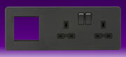 Knightsbridge - 13 Amp 2 Gang DP Switched Socket + Modular Combination Plate - Anthracite product image 2