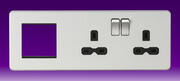 Knightsbridge - 13 Amp 2 Gang DP Switched Socket + Modular Combination Plate - Brushed Chrome - Blk product image 2