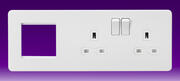 Knightsbridge - 13 Amp 2 Gang DP Switched Socket + Modular Combination Plate - Matt White product image 2