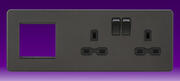 Knightsbridge - 13 Amp 2 Gang DP Switched Socket + Modular Combination Plate - Smoked Bronze product image 2