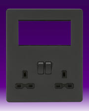 Knightsbridge - 13 Amp 2 Gang DP Switched Socket + Modular Combination Plate - Anthracite product image 3