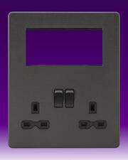 Knightsbridge - 13 Amp 2 Gang DP Switched Socket + Modular Combination Plate - Smoked Bronze product image 3