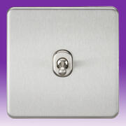 Screwless Flatplate - Brushed Chrome Toggle Switches product image