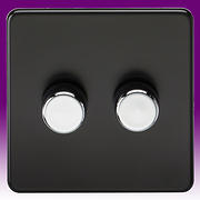 Screwless Flatplate - Matt Black Dimmer Switches product image 2