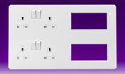 Knightsbridge - 13 Amp 2 Gang DP Switched Socket + Modular Combination Plate - Matt White product image 4