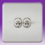 Screwless Flatplate - Brushed Chrome Toggle Switches product image 2