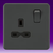 Knightsbridge - Screwless Flatplate - Sockets - Anthracite product image 2