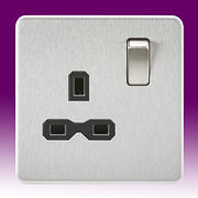 Screwless Flatplate - Brushed Chrome Twin & Single Sockets product image 2