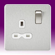 Screwless Flatplate - Brushed Chrome Twin & Single Sockets product image 2