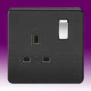 Screwless Flatplate - Matt Black Twin & Single Sockets product image 2