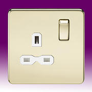 Screwless Flatplate - Polished Brass Twin & Single Sockets product image 2