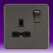 Knightsbridge - Screwless Flatplate - Sockets - Smoked Bronze product image 2