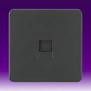 Knightsbridge - Screwless Flatplate - Telephone & RJ45 Outlets - Anthracite product image