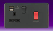 Knightsbridge - Screwless Flatplate - Cooker Unit + USB - Anthracite product image