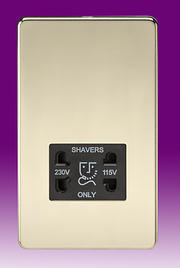 Screwless Flatplate - Polished Brass Dual Voltage Shaver Socket product image