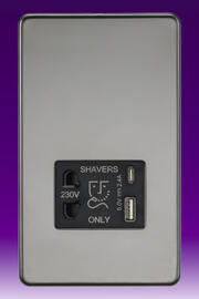 Screwless Flatplate - Black Nickel Shaver Sockets product image 2
