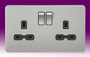 Screwless Flatplate - Brushed Chrome Twin & Single Sockets product image