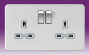 Screwless Flatplate - Brushed Chrome Twin & Single Sockets product image