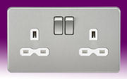 Screwless Flatplate - Brushed Chrome Twin & Single Sockets product image