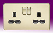 Screwless Flatplate - Polished Brass Twin & Single Sockets product image