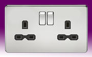 Screwless Flatplate - Polished Chrome Twin & Single Sockets product image