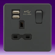 Knightsbridge - Screwless Flatplate - Sockets with USB - Anthracite product image 2