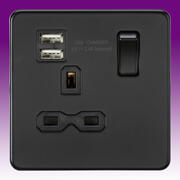 Screwless Flatplate - Sockets with USB - Matt Black - Black Inserts product image 2