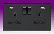 Screwless Flatplate - Sockets with USB - Matt Black - Black Inserts product image
