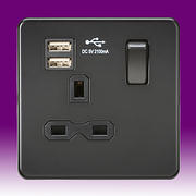 Screwless Flatplate - Sockets with USB - Matt Black - Black Inserts product image 2