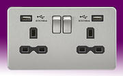 Screwless Flatplate - Brushed Chrome Sockets with USB product image