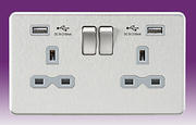 Screwless Flatplate - Brushed Chrome Sockets with USB product image