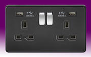 Screwless Flatplate - Matt Black Sockets with USB product image
