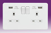 Screwless Flatplate - Matt White Sockets with USB product image