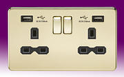 Screwless Flatplate - Polished Brass Sockets with USB product image