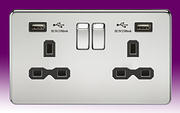 Screwless Flatplate - Polished Chrome Sockets with USB product image
