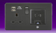 Knightsbridge - 13 Amp Socket + Dual USB A+A & Bluetooth Speaker - Matt Black product image
