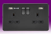 Screwless Flatplate - Switched Sockets - Fast charging - Matt Black product image