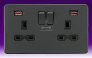 Knightsbridge - Screwless Flatplate - Sockets with USB FastCharge - Anthracite product image