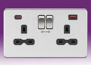 Flatplate - Brushed Chrome Sockets with USB product image