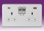 Screwless Flatplate - Brushed Chrome Sockets with USB product image