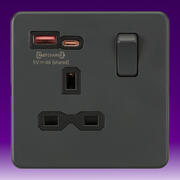 Knightsbridge - Screwless Flatplate - Sockets with USB FastCharge - Anthracite product image 3