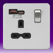 Flatplate - Brushed Chrome Sockets with USB product image 2